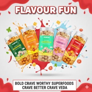Craveda Roasted & Flavoured Makhana (Foxnuts) Combo | Pack of 5 <br><span class="badge" >🏷️ Smart Value Combo</span>