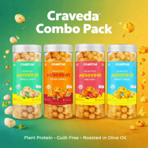 Craveda Roasted & Flavoured Makhana (Foxnuts) Combo | Pack of 4 <br><span class="badge" >🏷️ Popular Choice Combo</span>